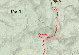 Sonora Pass to Ebbetts Pass Map Day 1 2022